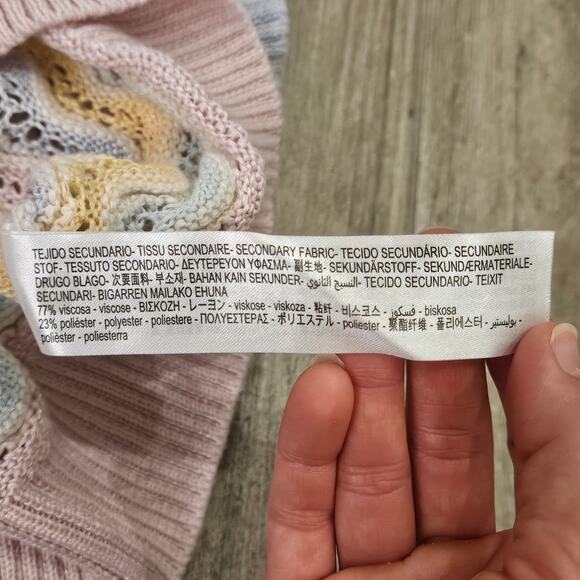 Zara Sweater Vest Womens S Crochet Embroidered Knit Sleeveless Pastel Stripe - Picture 9 of 9